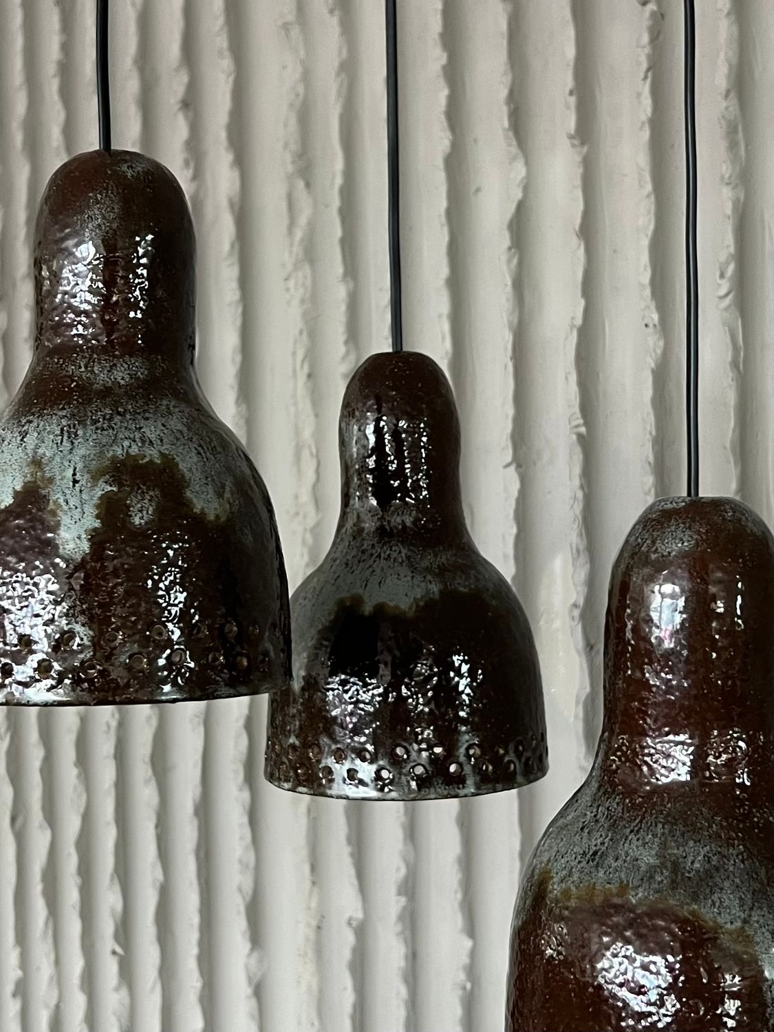 Set of 3 handmade ceramic pendants