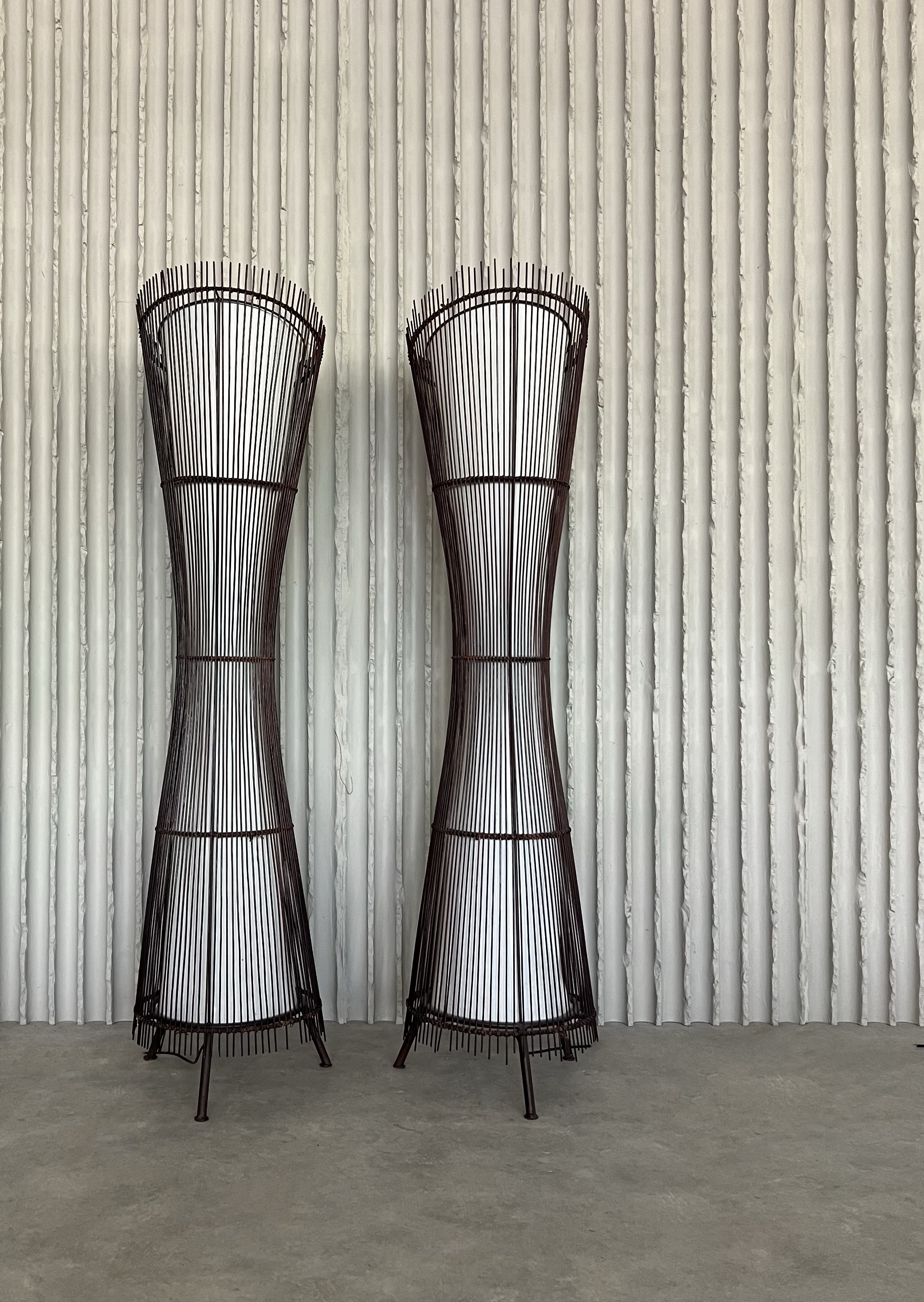 Set of French sculptural Kobe floor lamps