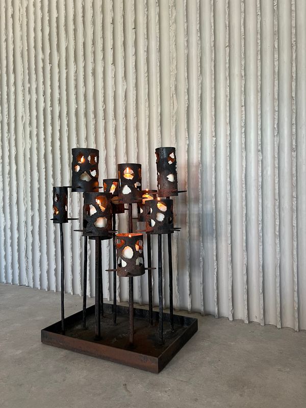 Big brutalist floor candle holder