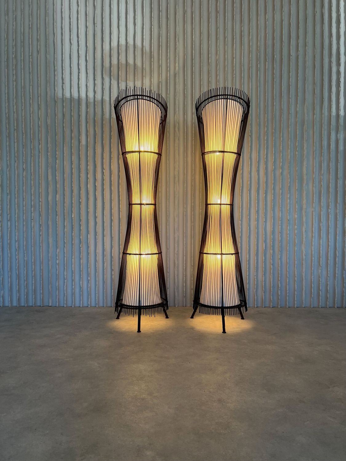 Set of French sculptural Kobe floor lamps
