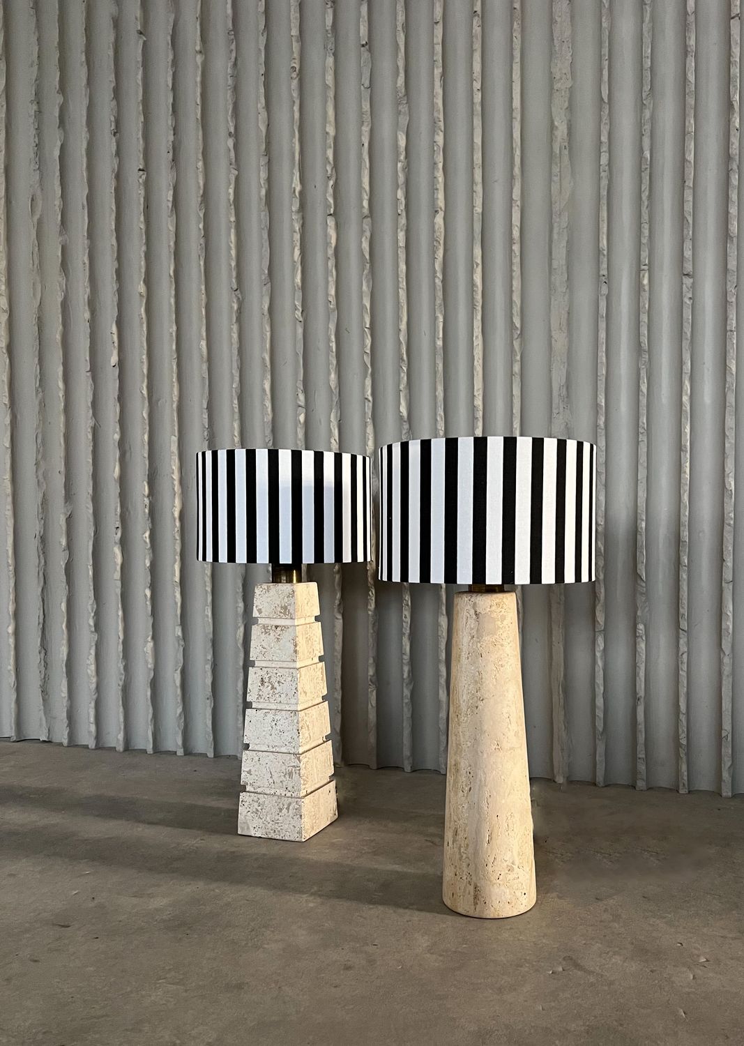Set of travertin table lamps