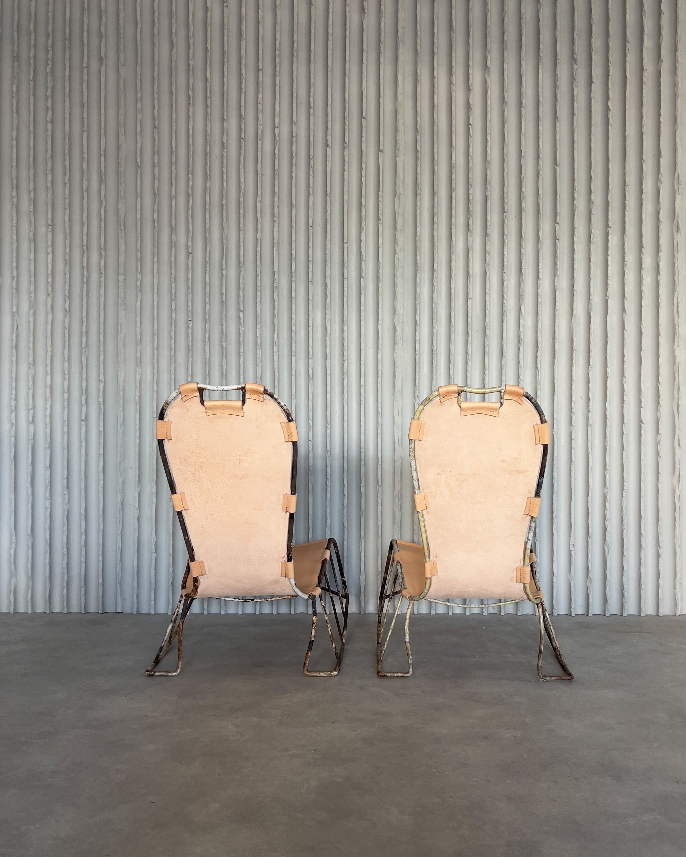 italiaanse schommelstoel, leren designstoel, metalen frame stoel, italian rocking chair, vintage leather lounge chair