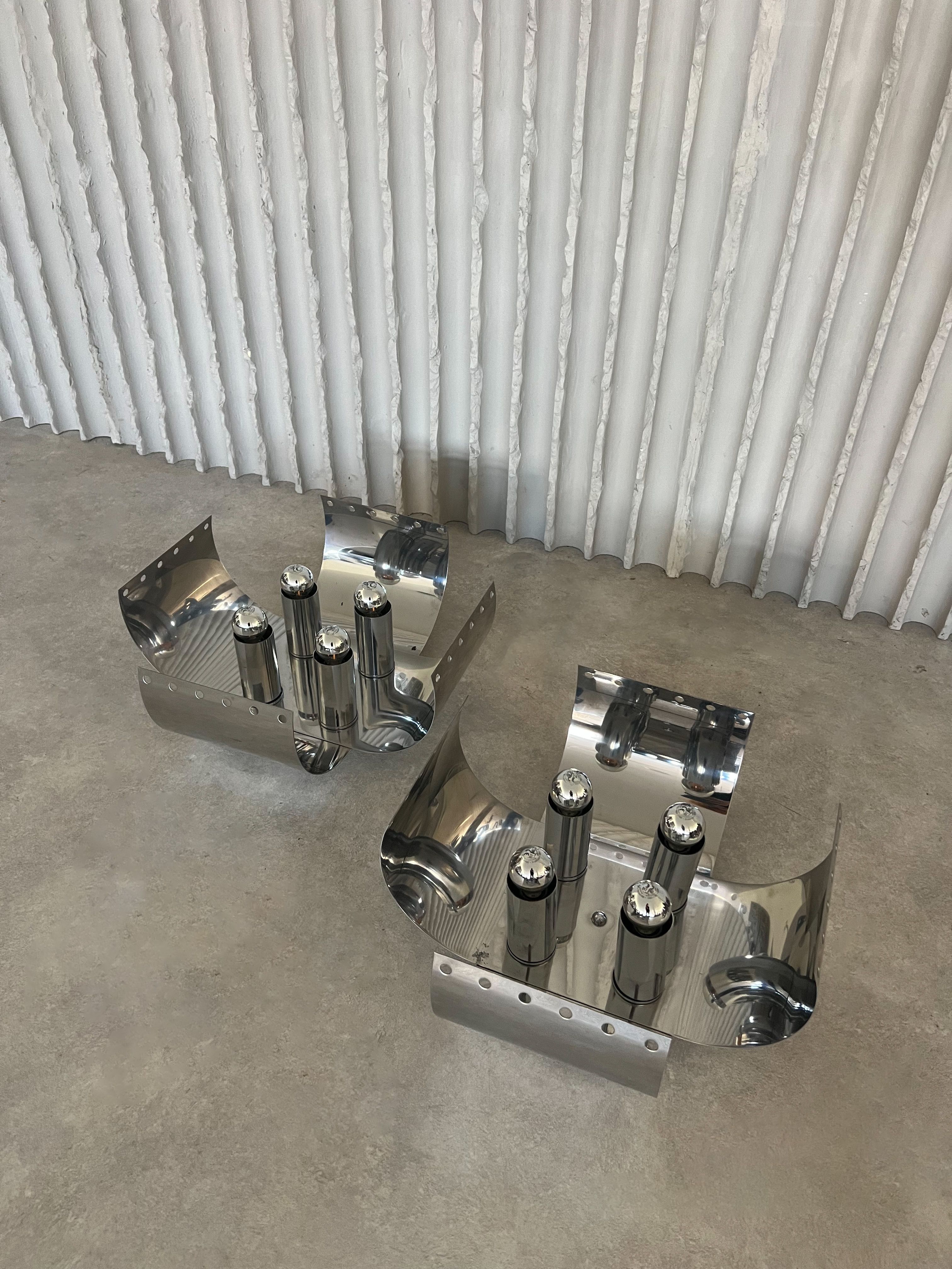Set of rare chrome table lamps by Goffredo Reggiani
