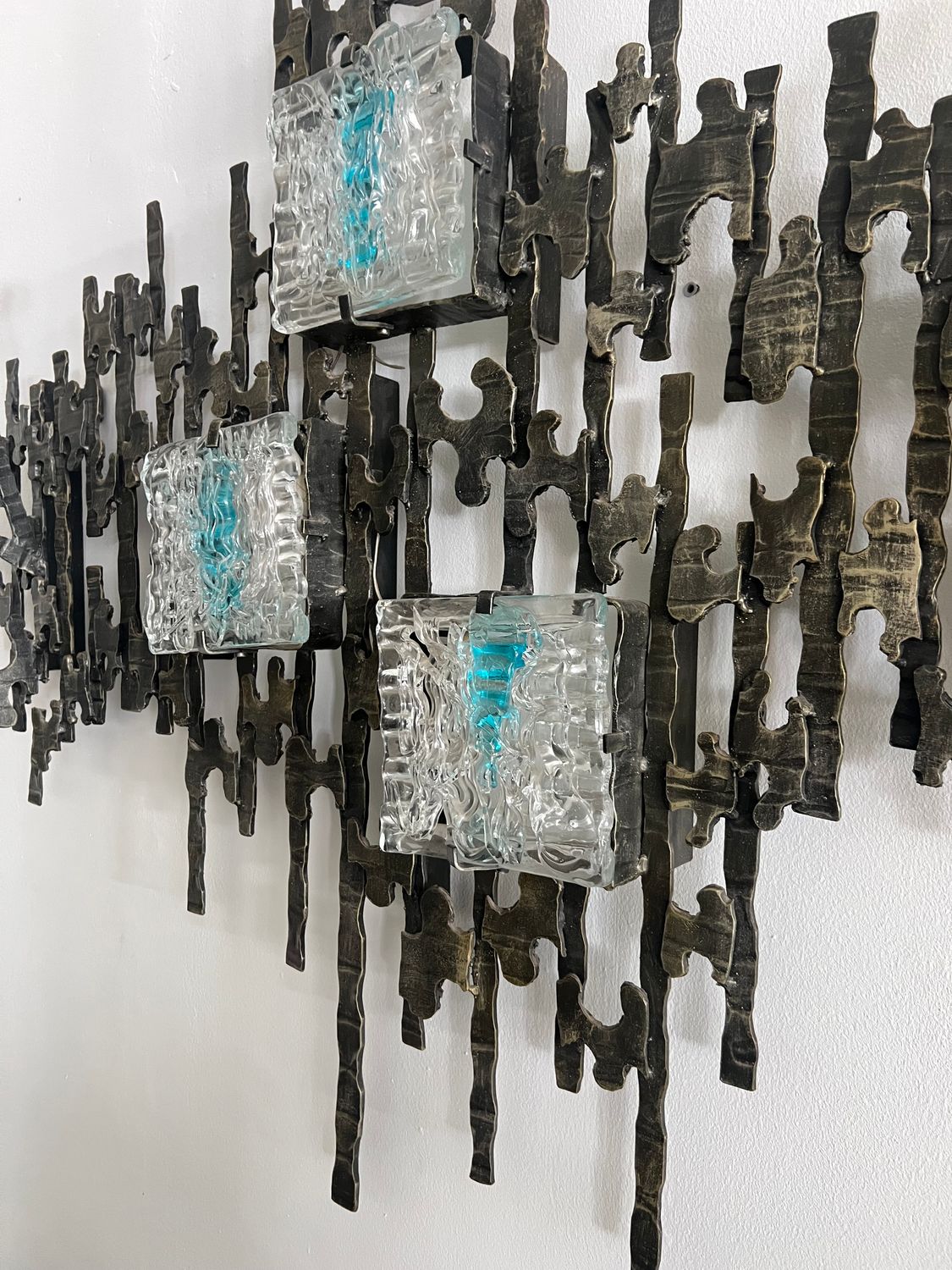 Brutalist Wall-Mounted Lamp & Coat Rack Sculpture