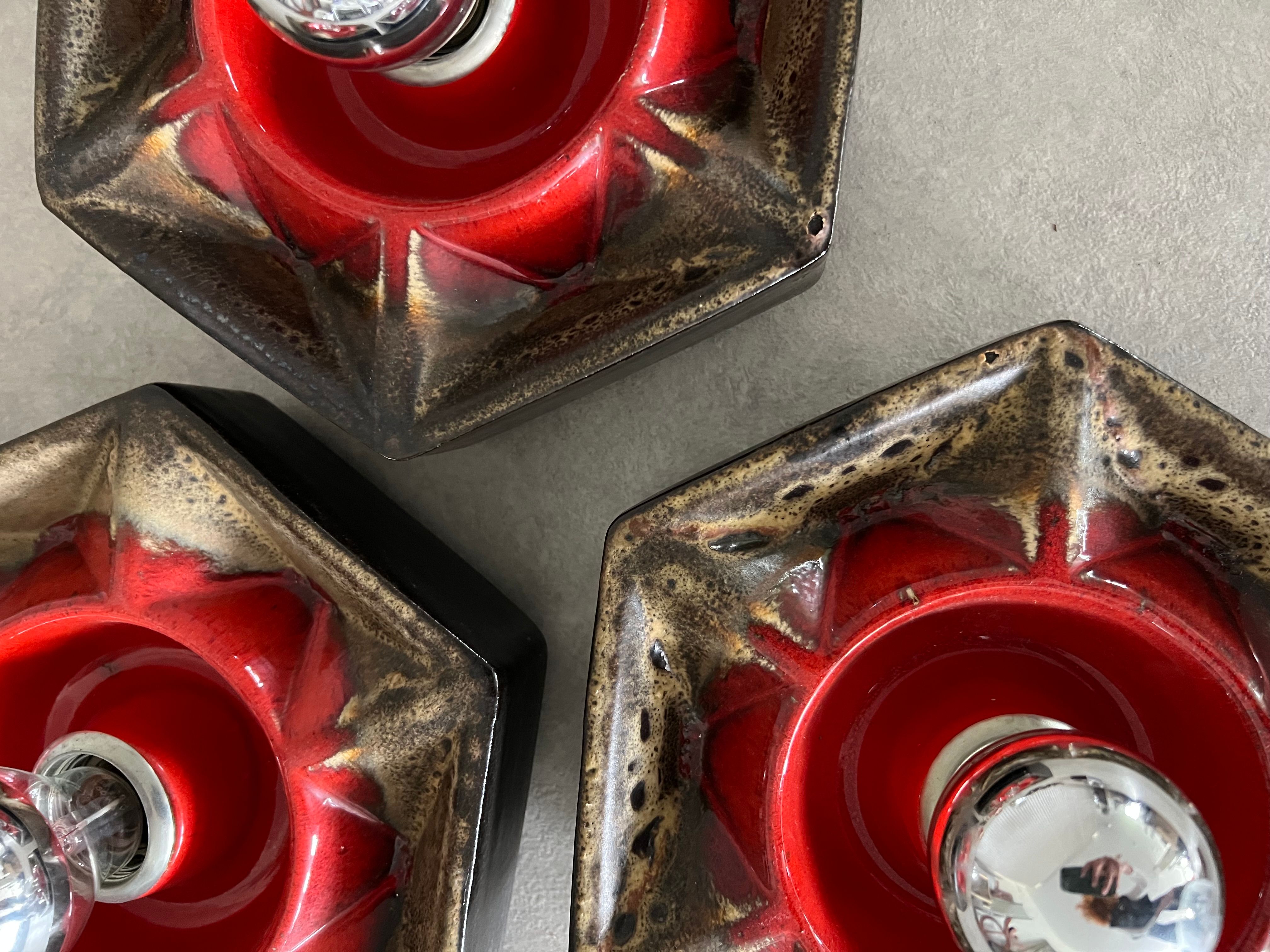 Mid-Century Ceramic Wall Sconces — Set of 3