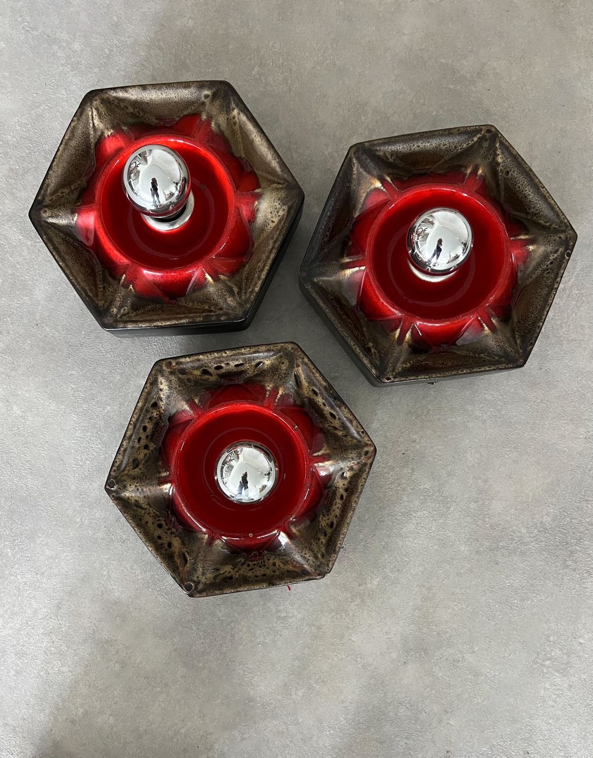 Mid-Century Ceramic Wall Sconces — Set of 3