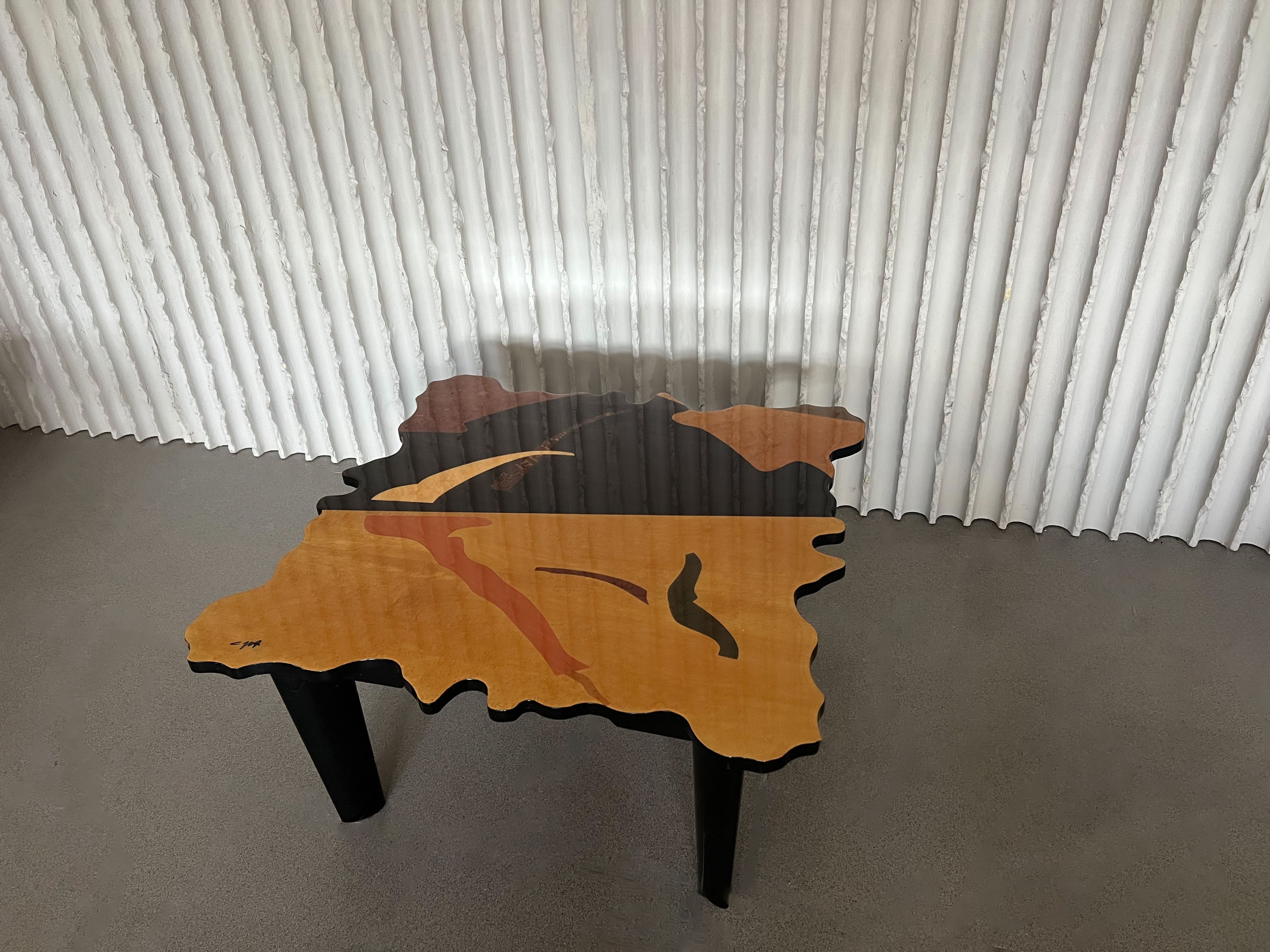 Carlo Malnati Signed Coffee Table – Sculptural Masterpiece in Wood Inlay