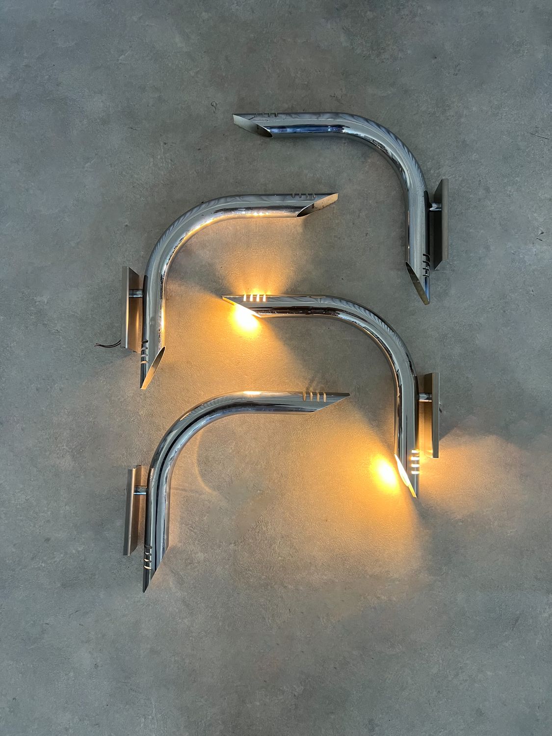 Vintage Chrome Wall Lights – 4 available