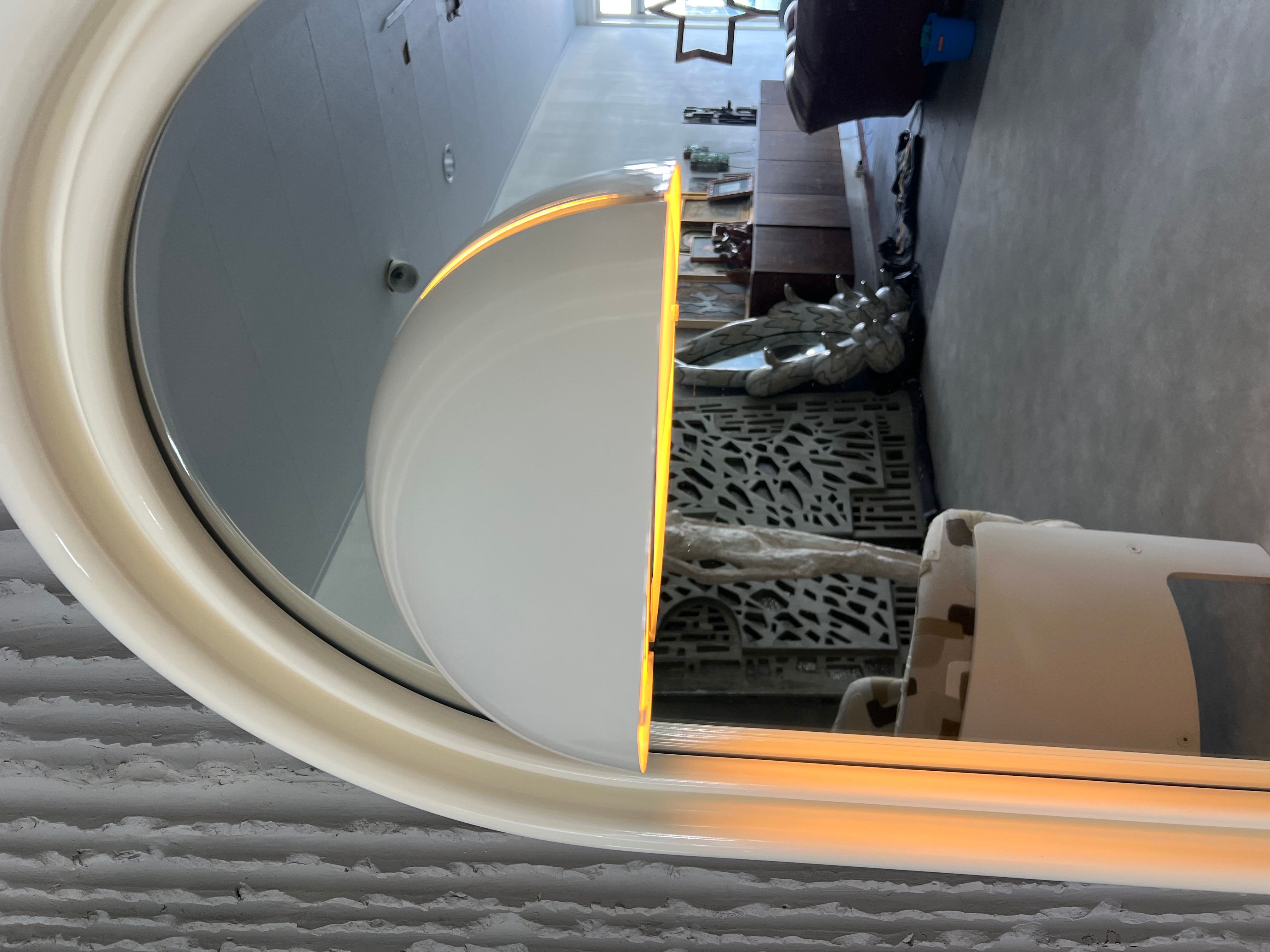 Vintage 1970s Illuminated Mirror with Built-In Socket