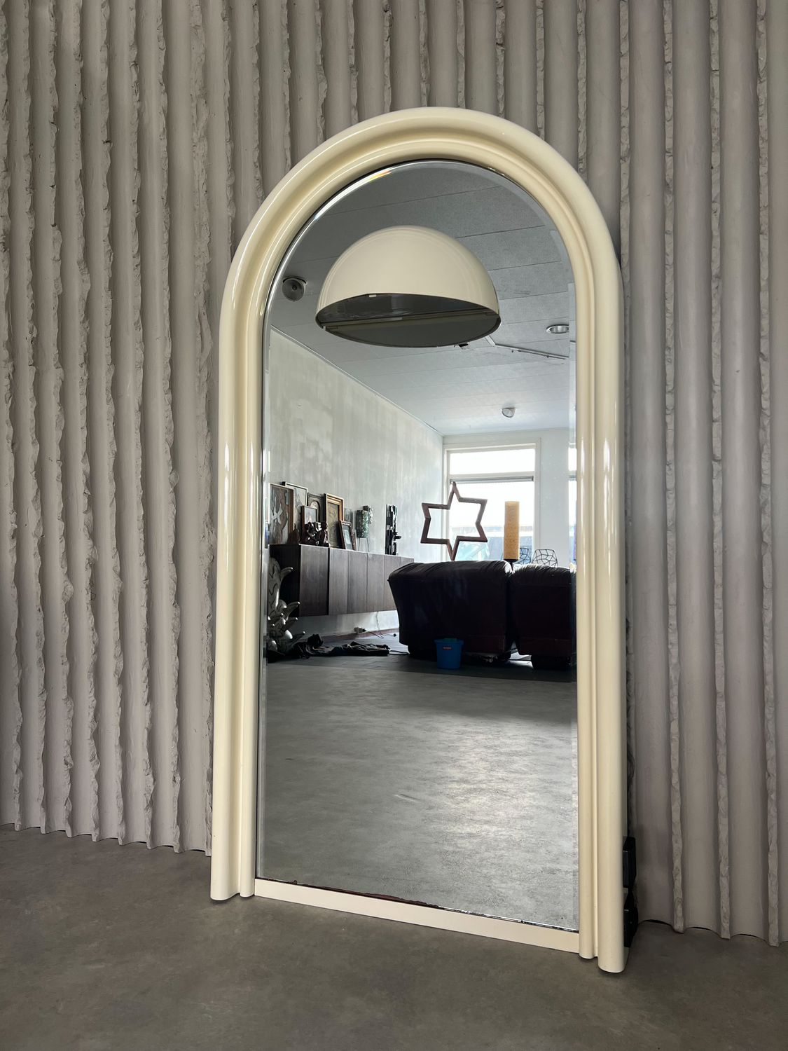 Vintage 1970s Illuminated Mirror with Built-In Socket