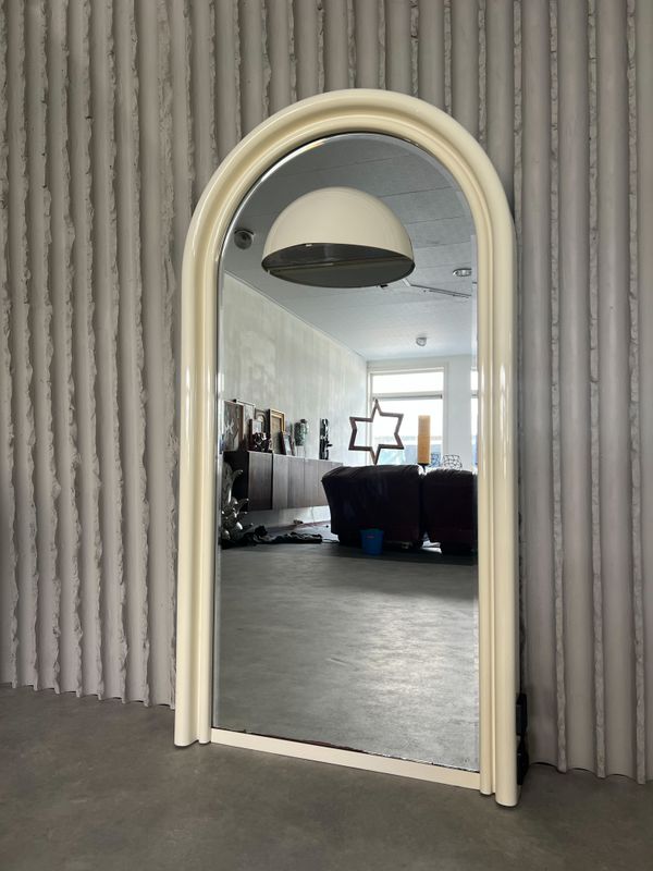 Vintage 1970s Illuminated Mirror with Built-In Socket