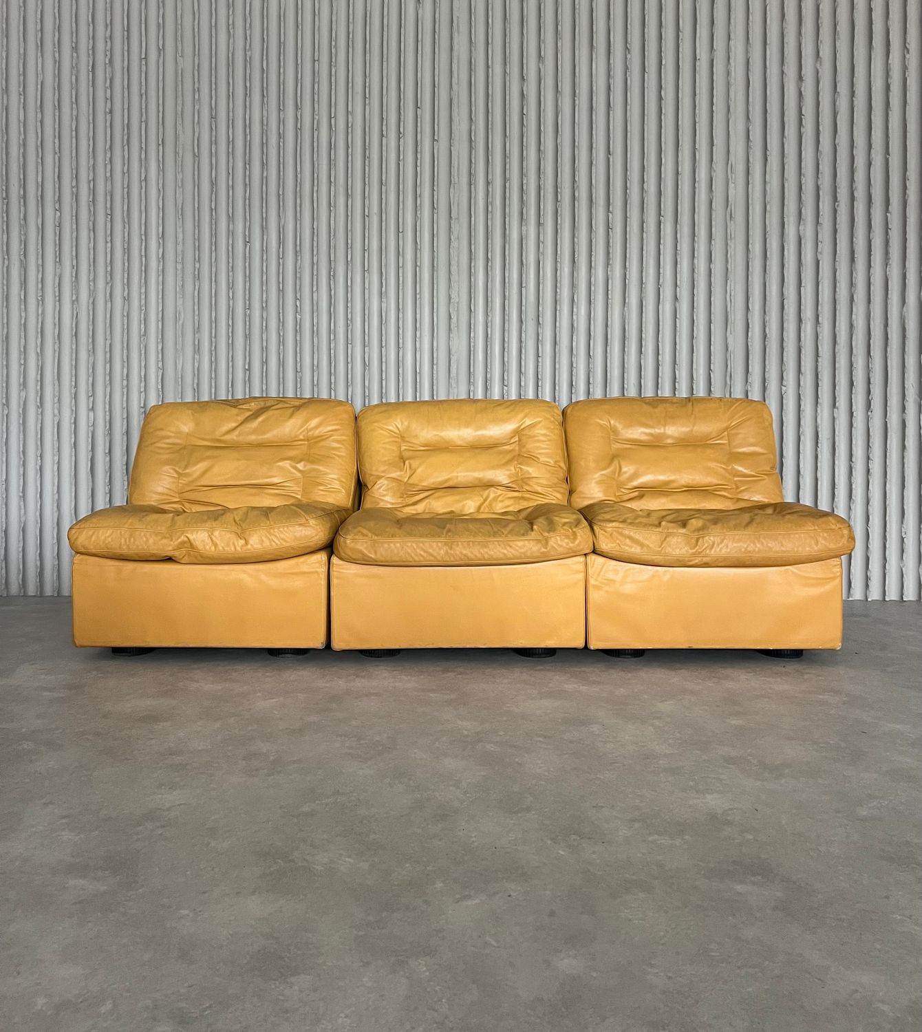 Yellow modular leather “Celeste” sofa for Zanotta