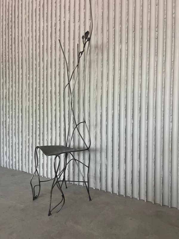Handmade sculptural metal chair 1980s