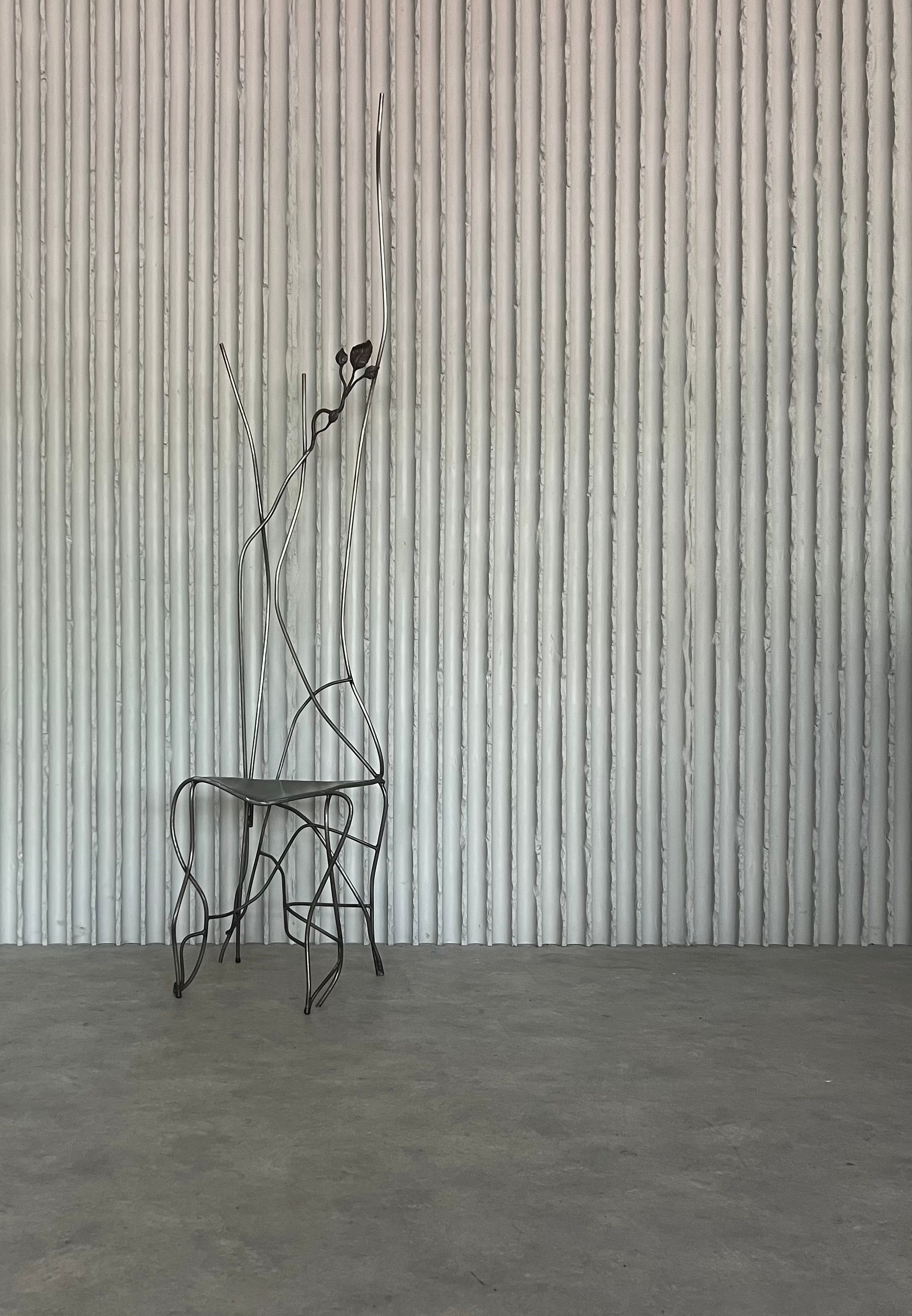 Handmade sculptural metal chair 1980s