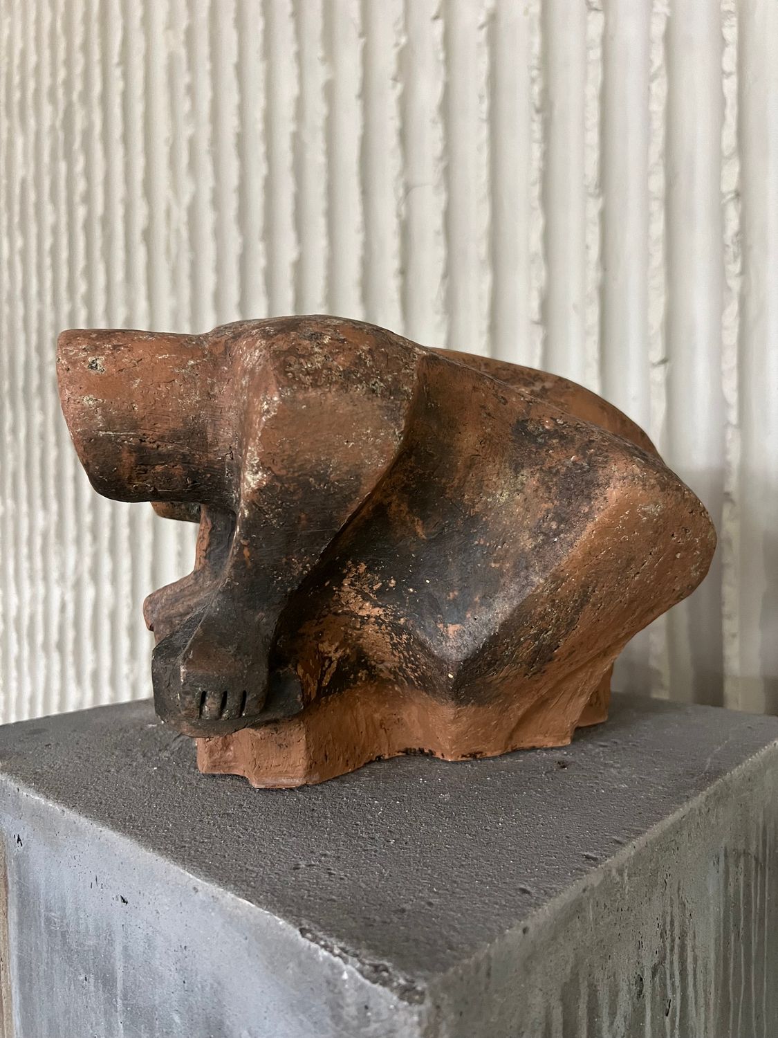 Signed 1969 Figurative Terracotta Sculpture — Unknown Artist