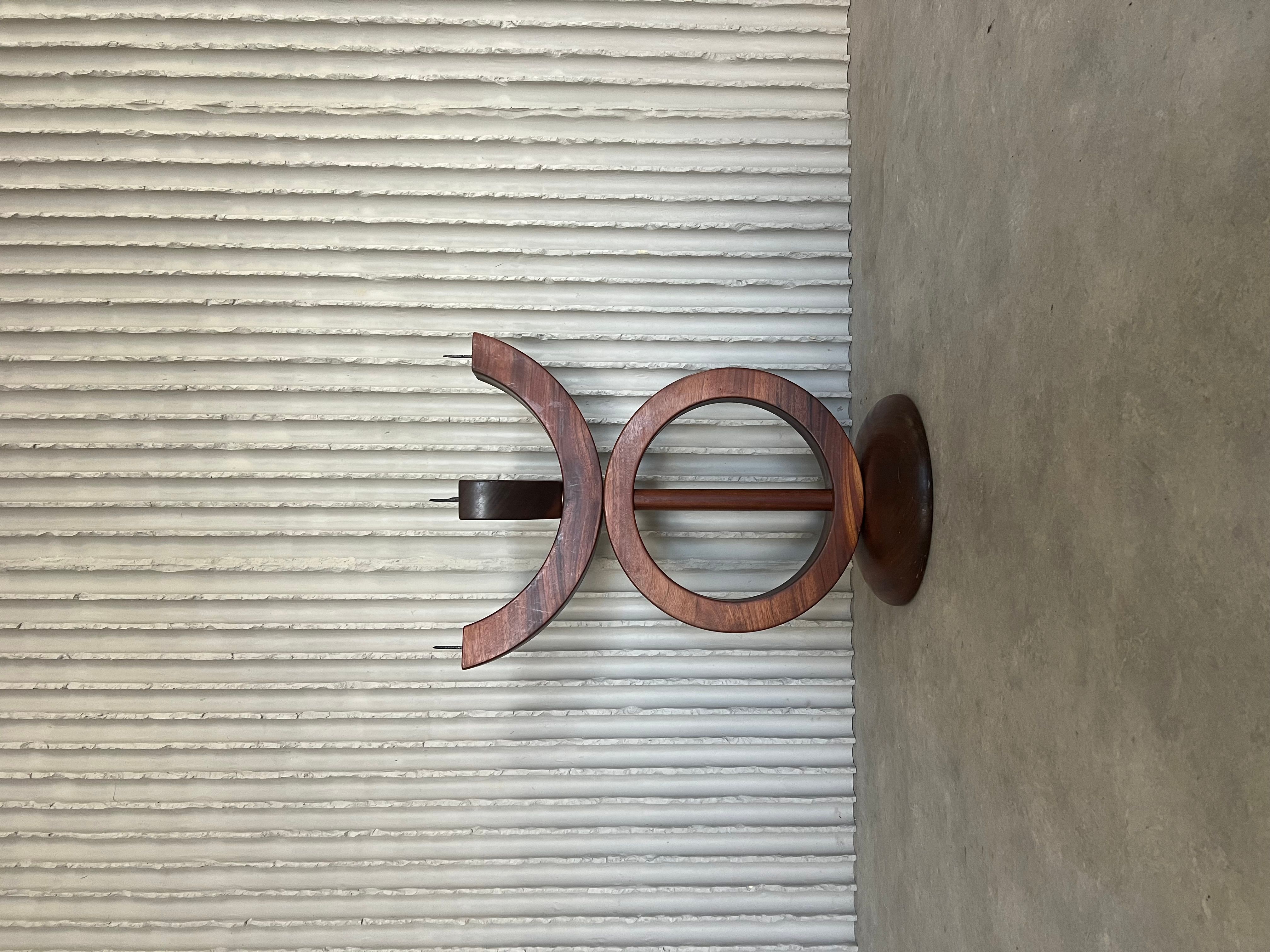 Large Sculptural Rosewood Candle Holder | Dutch Church | 1960s