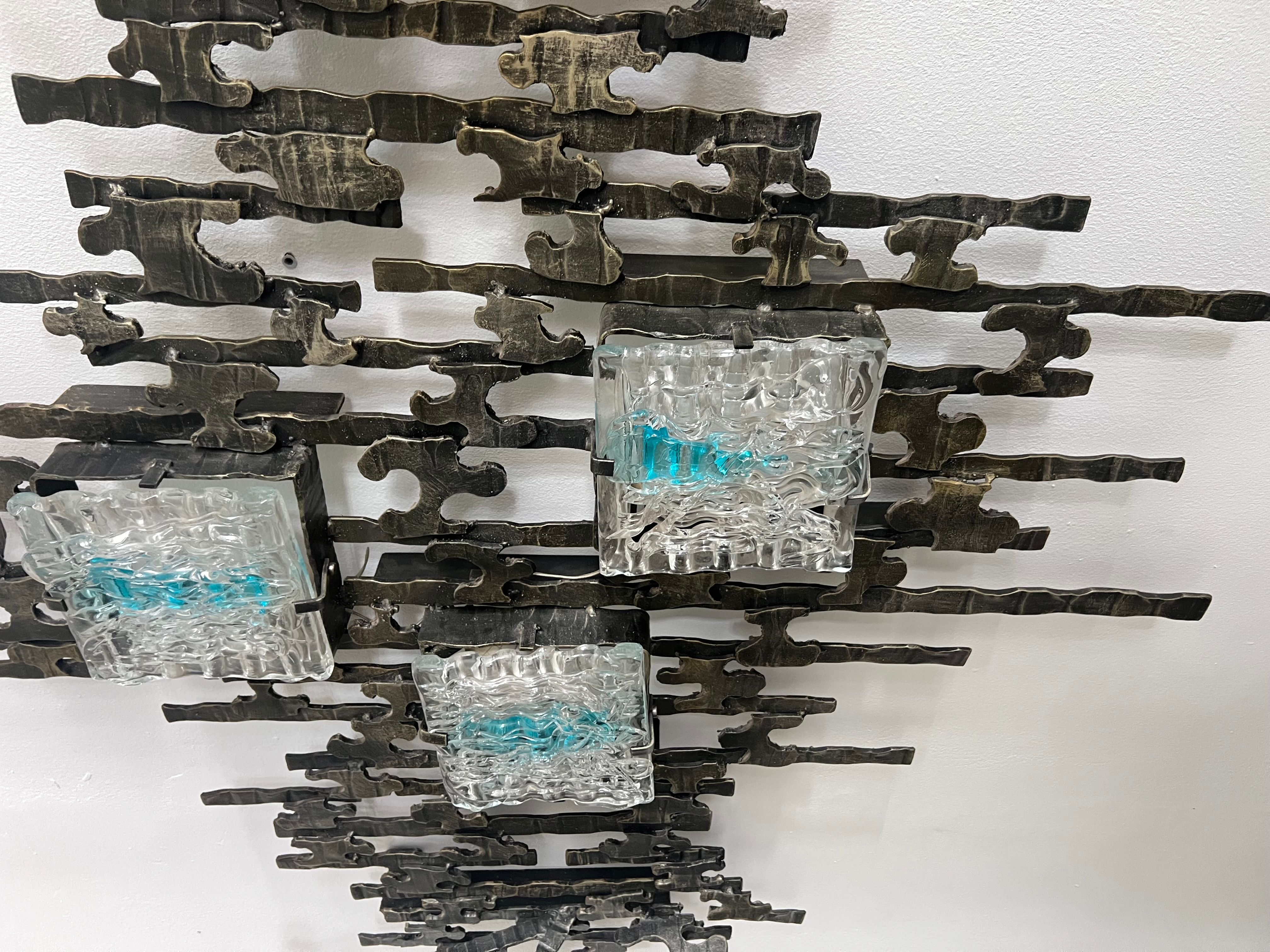 Brutalist Wall-Mounted Lamp & Coat Rack Sculpture