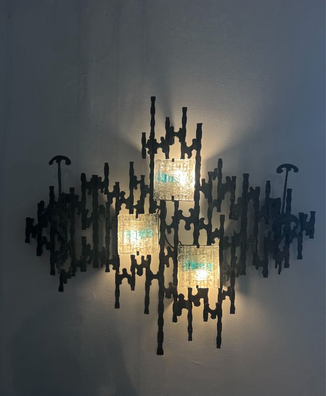 Brutalist Wall-Mounted Lamp & Coat Rack Sculpture