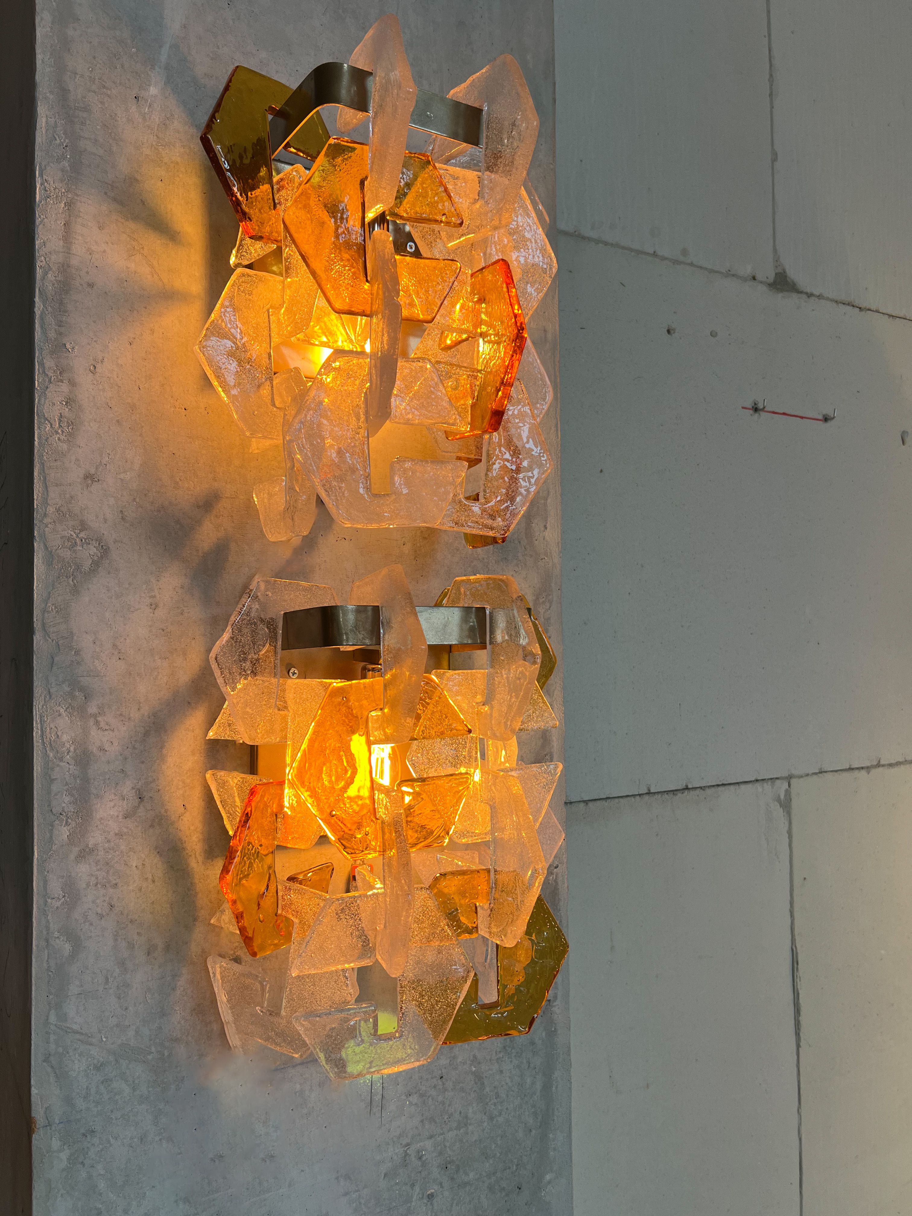 Set of Murano glass wall sconces by Carlo Nason