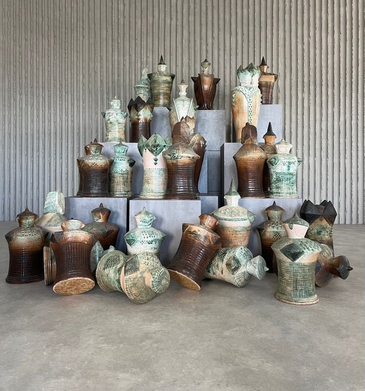 XXL (40-80cm) ceramic chess set by Maria Kenarova