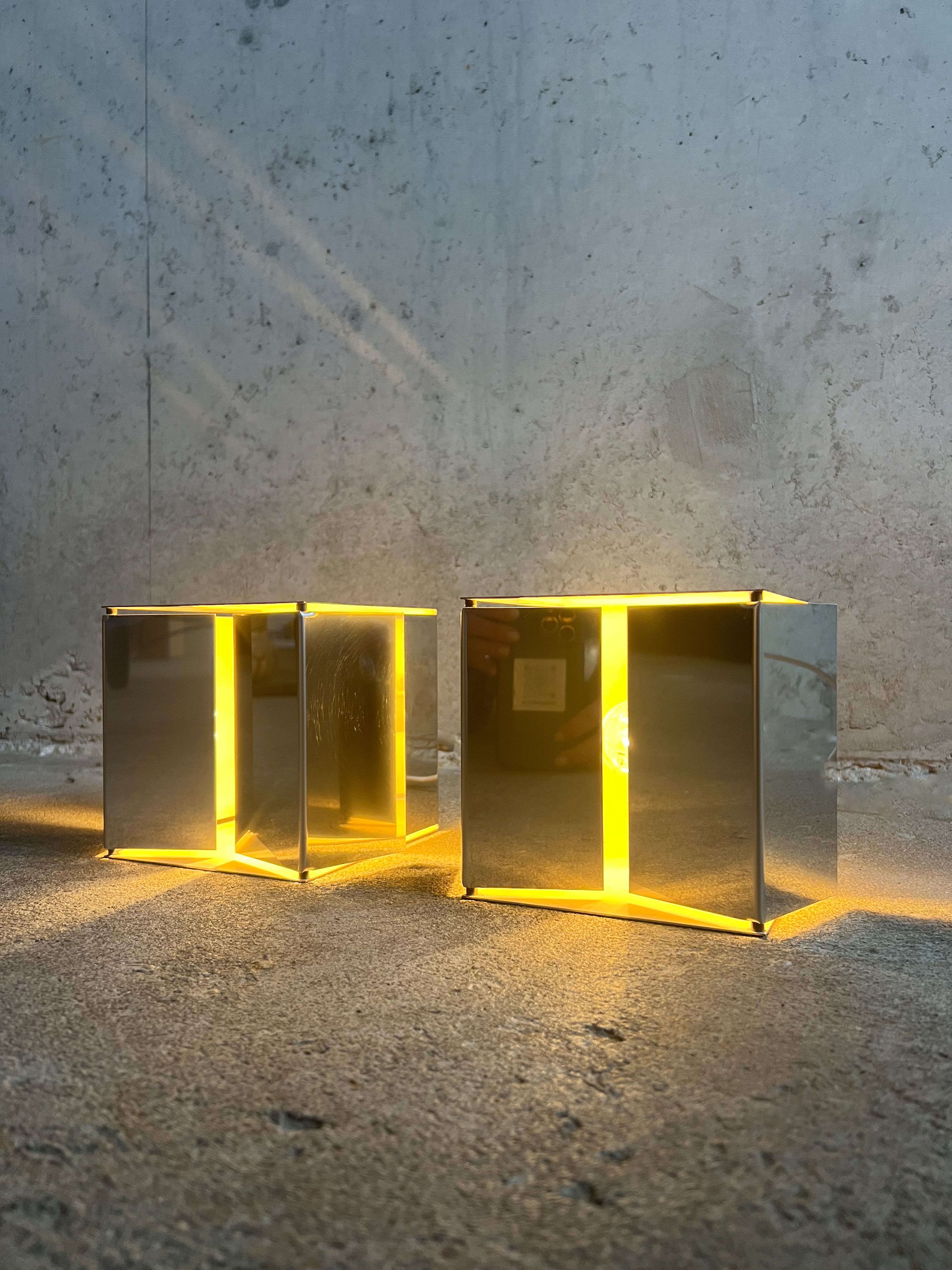 Set of chrome “3H” kinetic table lamps by Paolo Tilche for Sirrah