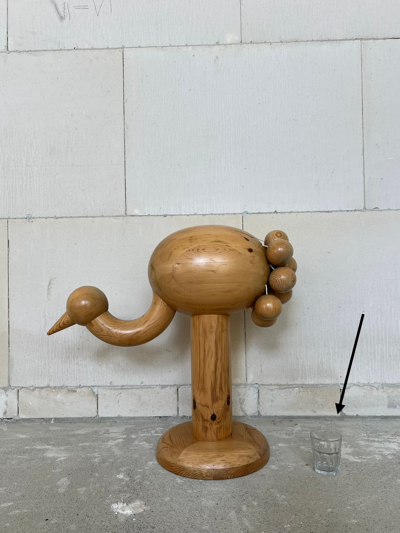 Kaija Aarikka (Finland) – Large Wooden Ostrich Sculpture (XXL Display Model), c. 1970s