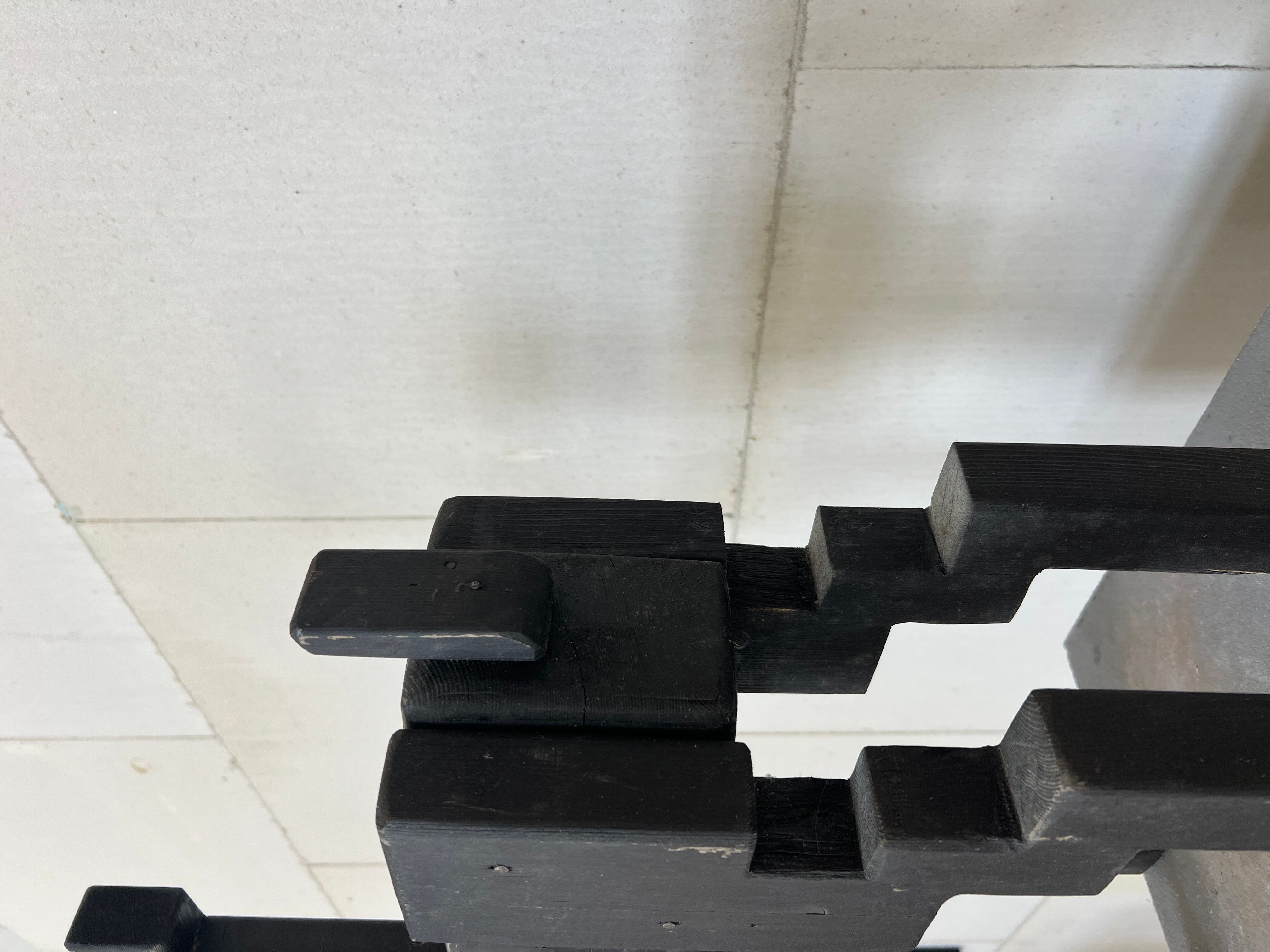 Brutalist Wooden Dog Sculpture – Handcrafted Statement Piece