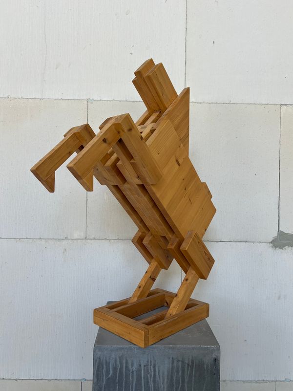 Geometric Wooden Animal Sculpture – Architectural Piece