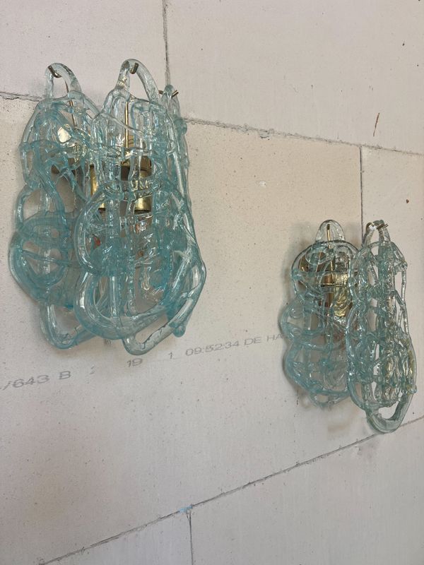 Mazzega “Spun Sugar” Murano Glass Wall Sconces – Italy, 1970s 3 Available
