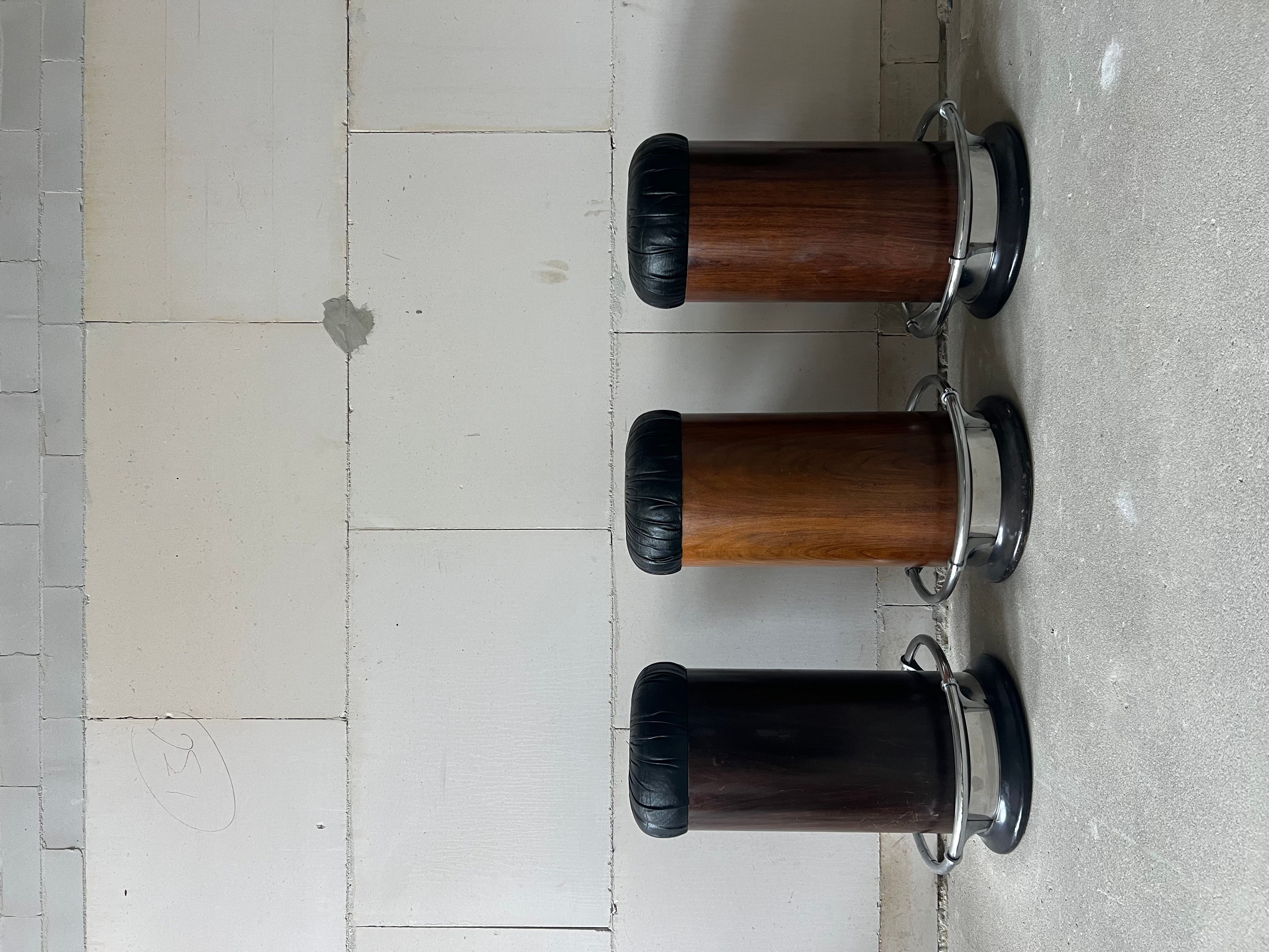 Set of 3 Italian Mid-Century Bar Stools | Attributed to Luciano Frigerio | 1960s