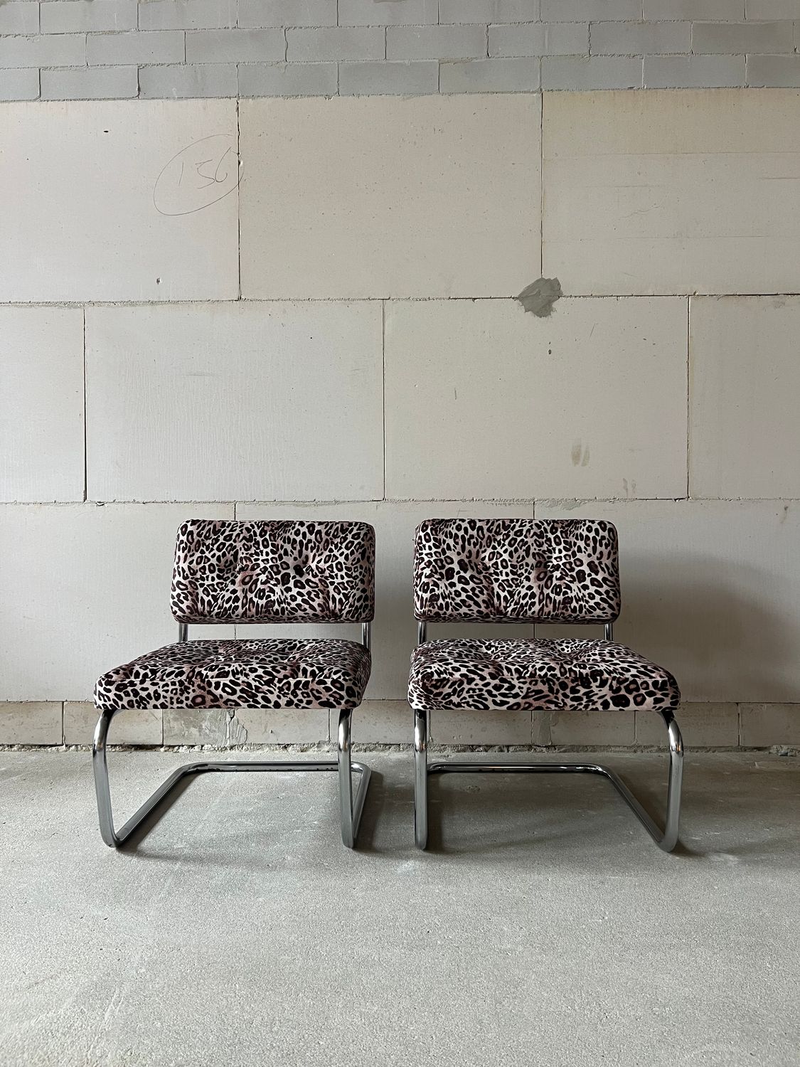 Pair of 1970s Chrome Cantilever Lounge Chairs | Newly Upholstered