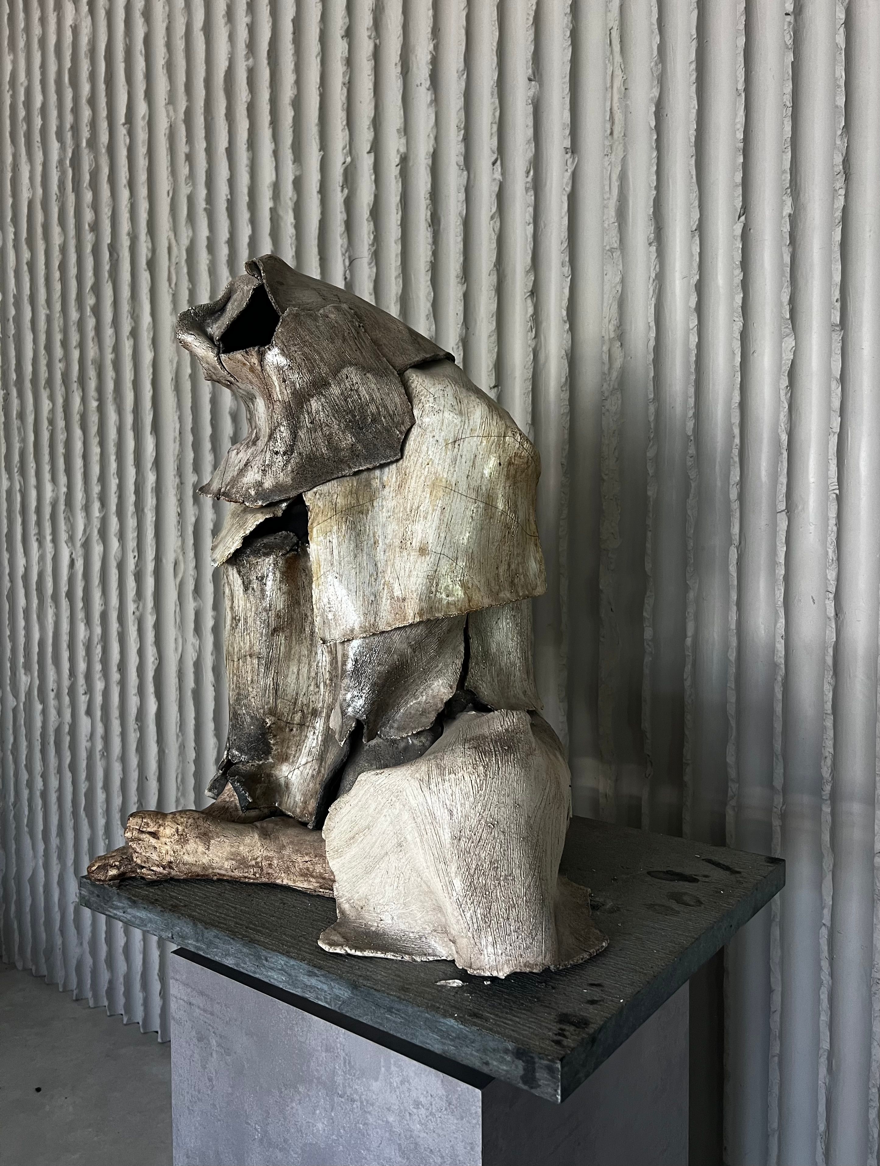 Monumental Ceramic Sculpture – Seated Figure (Belgian School, 20th Century)