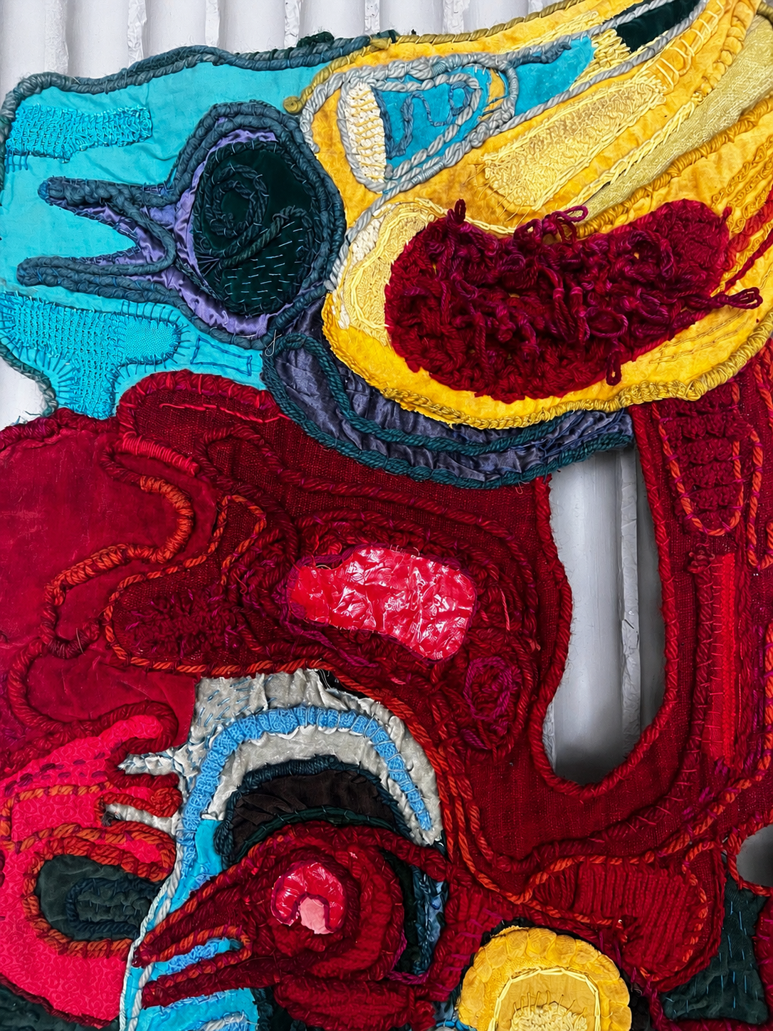 CobrA-Style Abstract Textile Wall Art — Unknown Artist