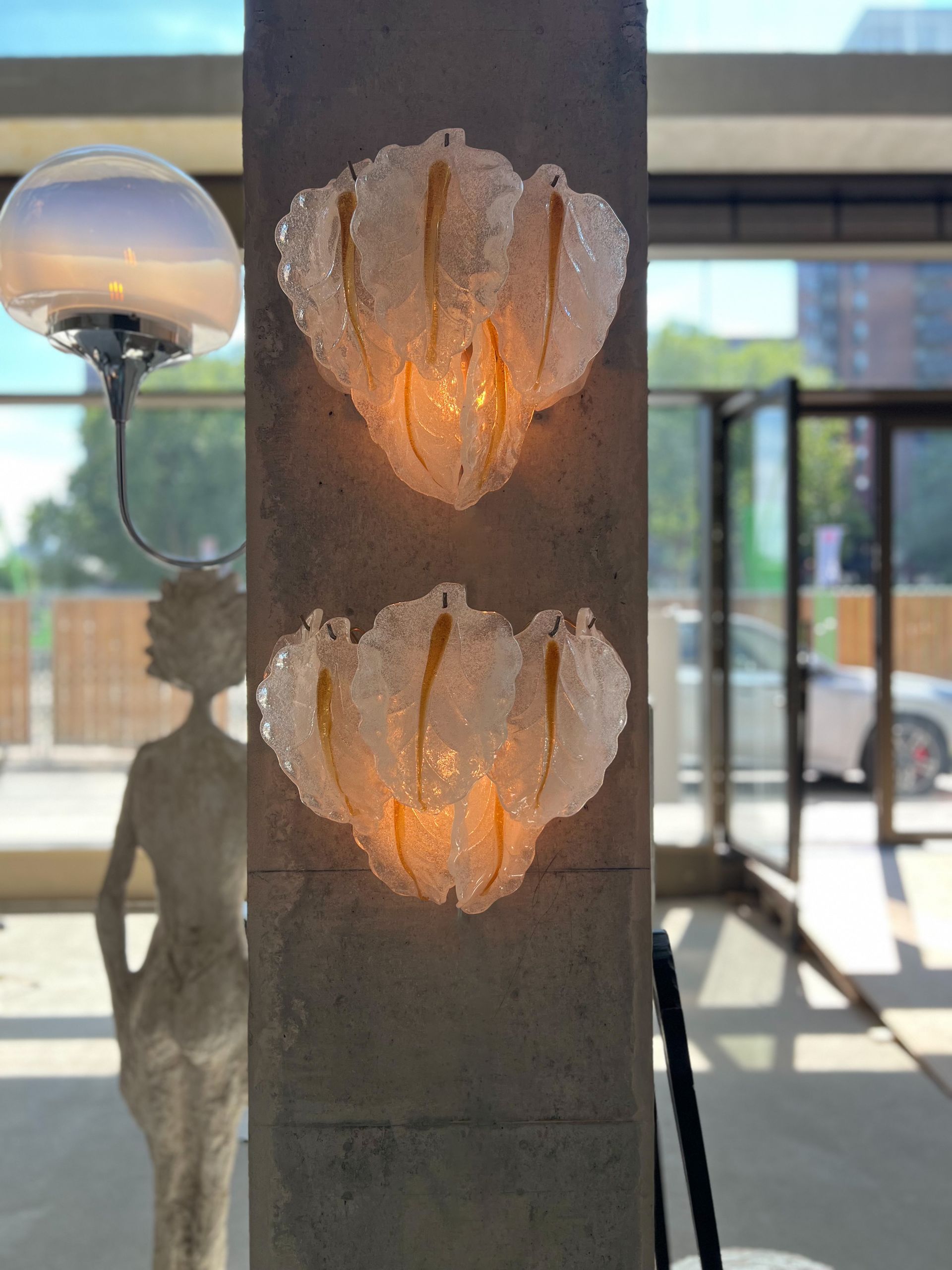 MURANO GLASS WALL SCONCES — PAIR