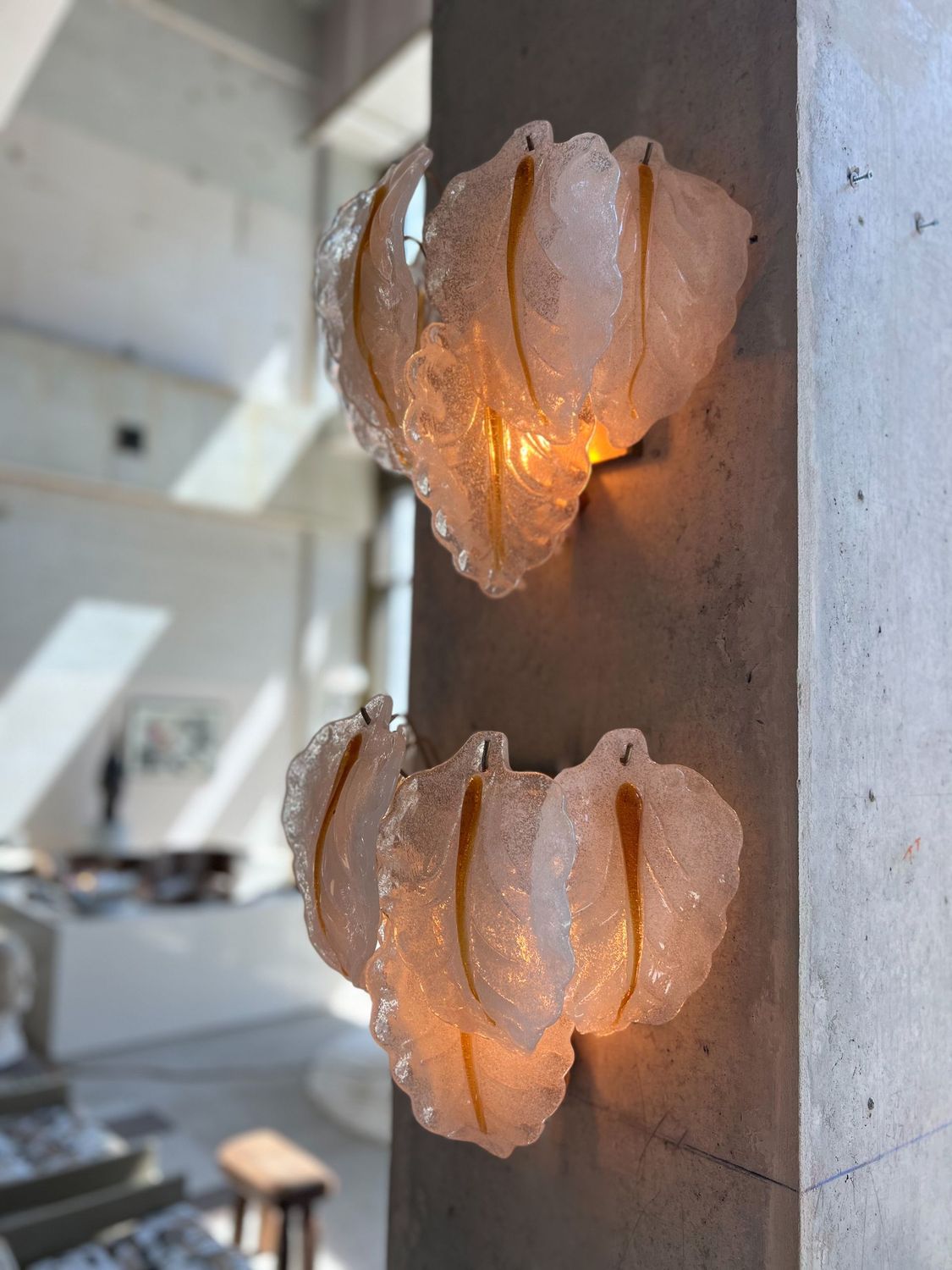 MURANO GLASS WALL SCONCES — PAIR