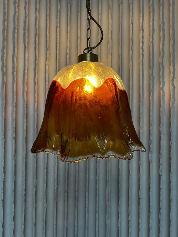 Vintage Murano Amber Glass Pendant Lamp