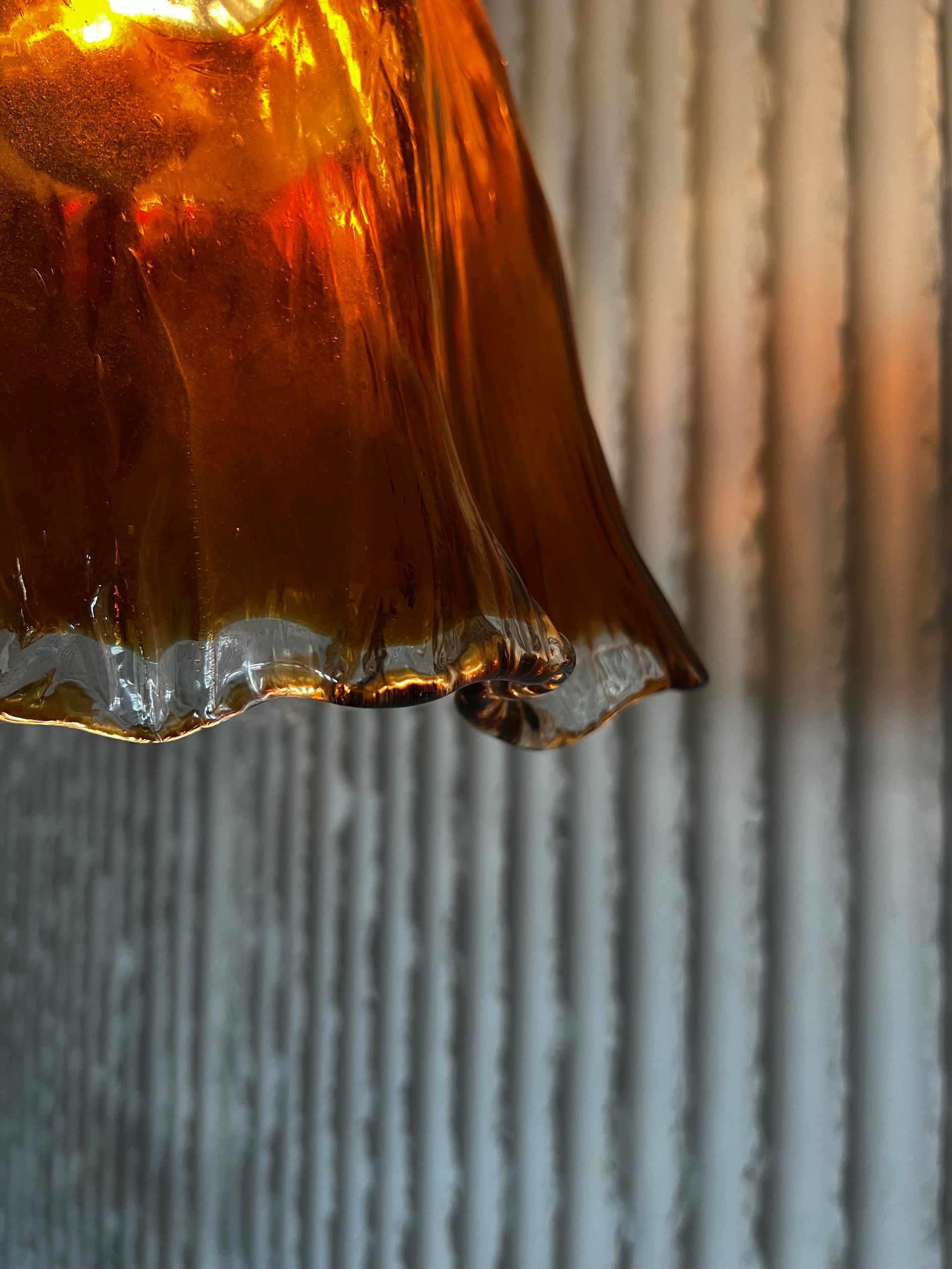 Vintage Murano Amber Glass Pendant Lamp