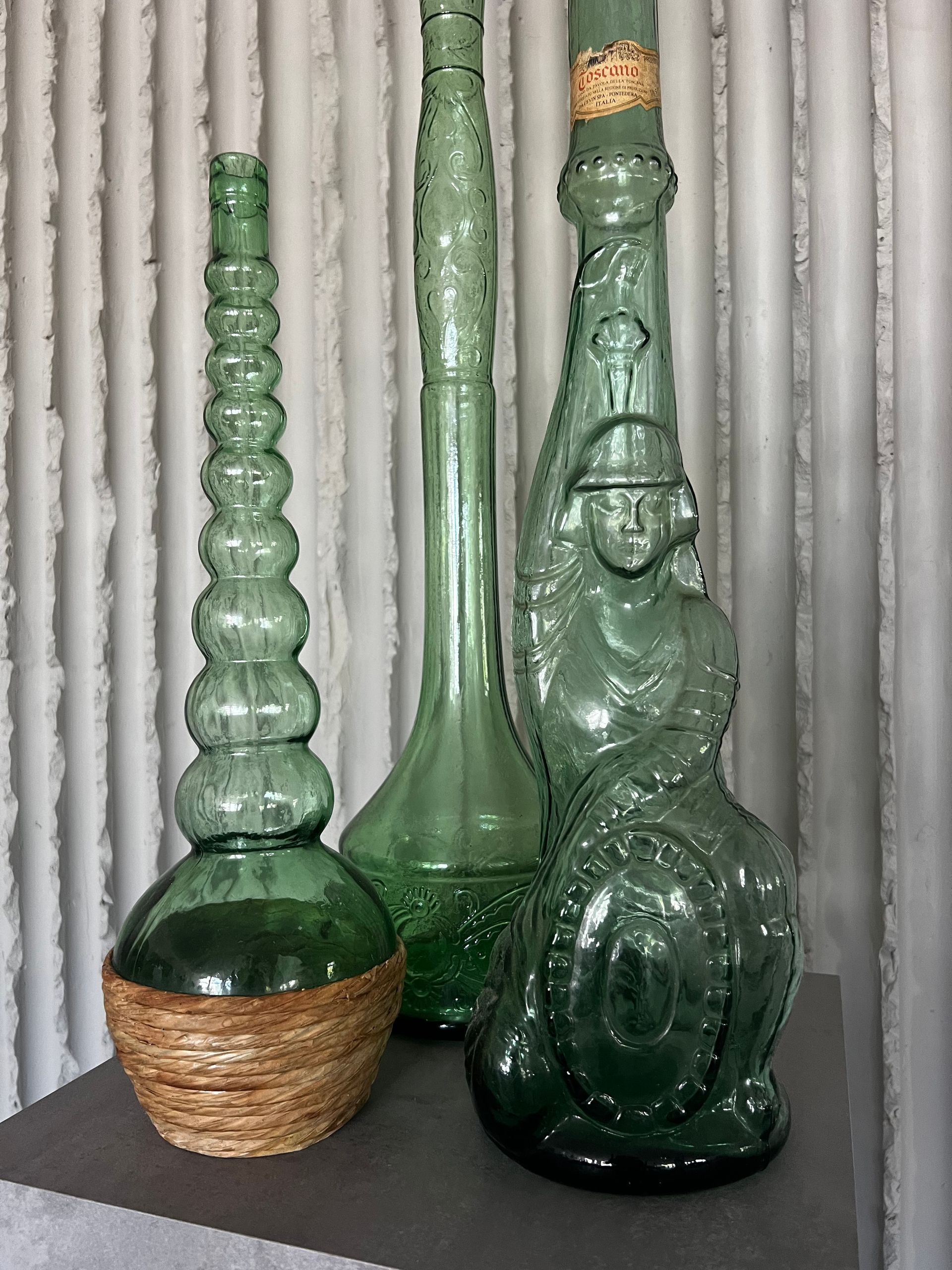 Set of Three Oversized Italian Decorative Wine Bottles, 1960s