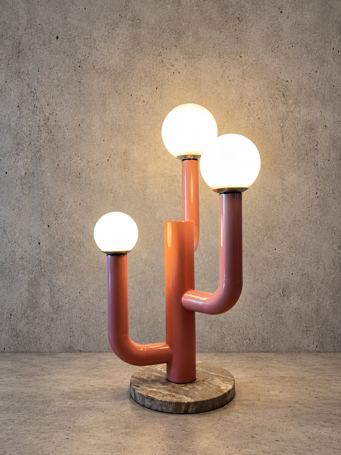 Pink Vintage 1980s Memphis Style Cactus Floor Lamp – Italian Postmodern Design