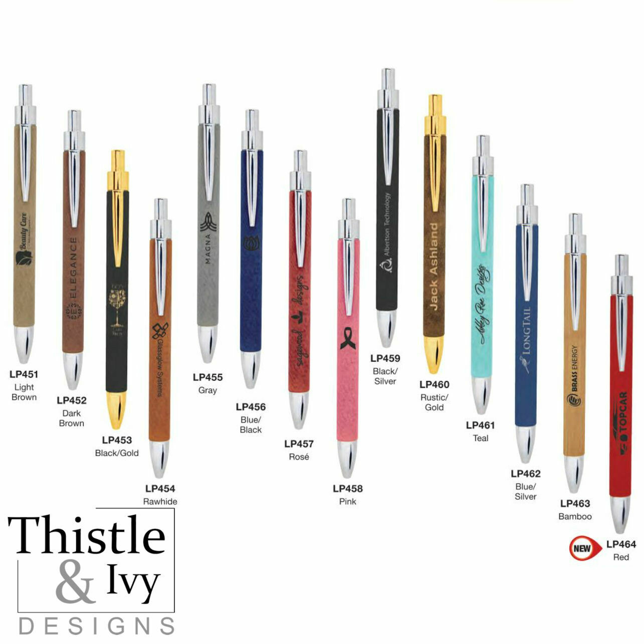 Personalized Vegan Leather Wrapped Leatherette Pens