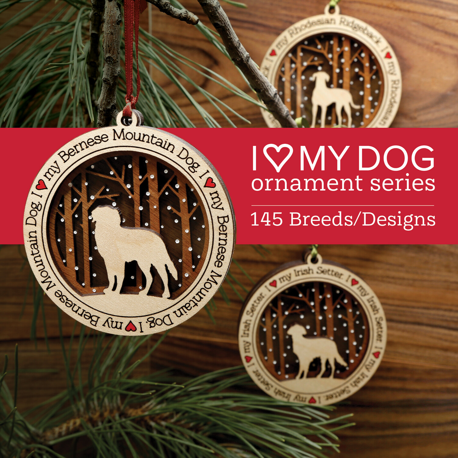 Personalized "I Love My..." Dog Ornament, Breed Specific