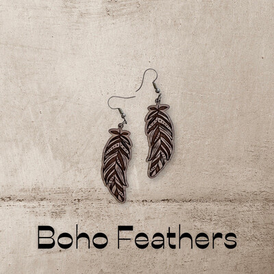 Bohemian (Boho) Style Engraved Feather Earrings