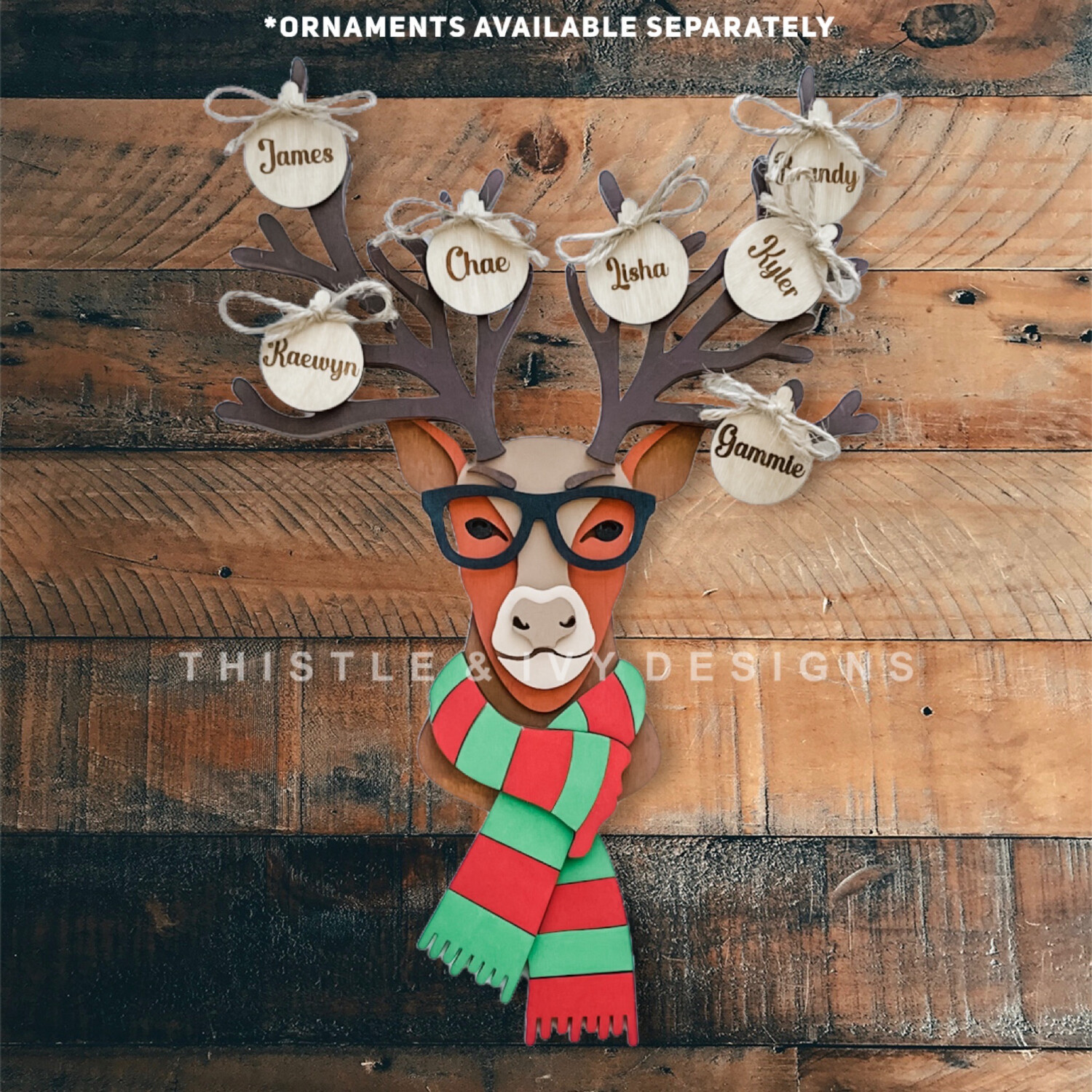 Reindeer Christmas Holiday Wall Decor (Ornaments Sold Separately)