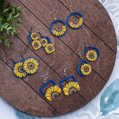 Ukraine (Україна) Hand-Painted Sunflower (соняшник) Earrings