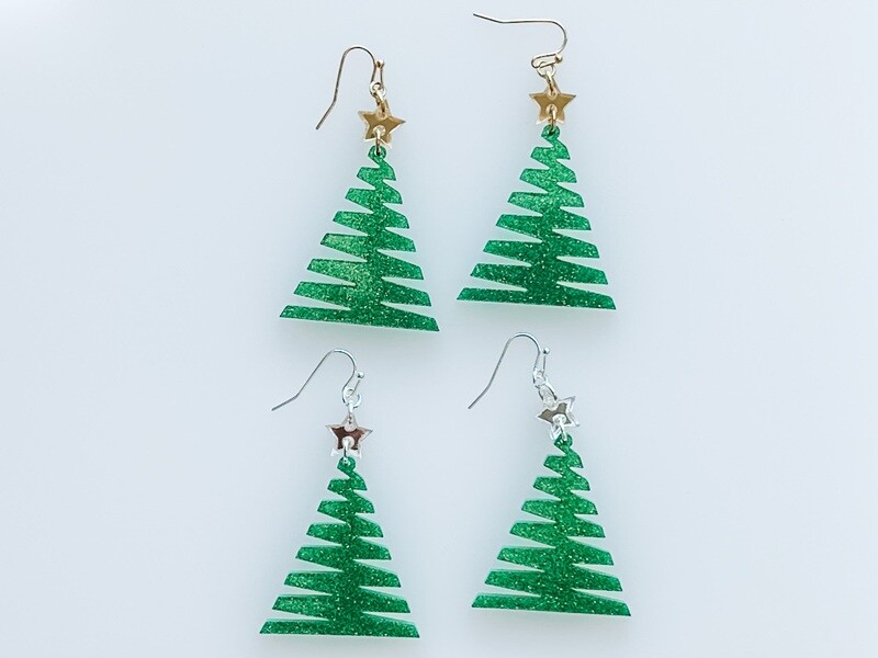 Glittery Christmas Tree Earrings