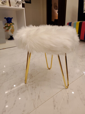 Metal Foot Faux Fur Stool