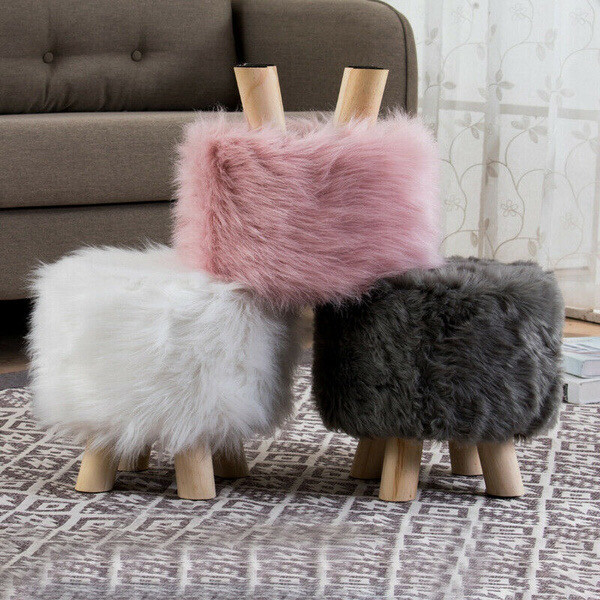 Board Foot Faux Fur Vanity Stool