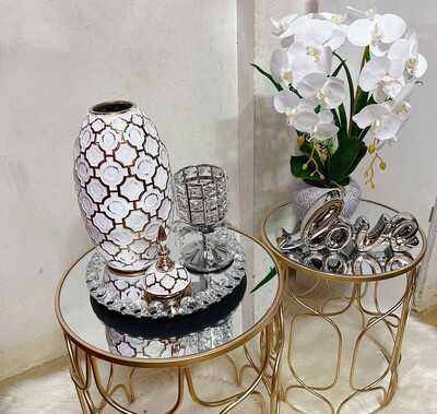 Small White &amp; Gold Vase