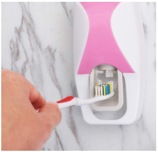 Automatic Plastic Toothpaste Dispenser with 5 Toothbrush Holder Colorful