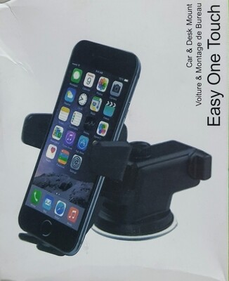 Easy One Touch Dashboard and Windshield Car Mount for All Smart Phones (Black)
